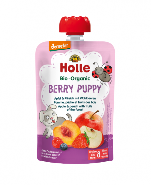 Berry Puppy - Piure de mere și piersici cu fructe de pădure BIO, 100g [1]