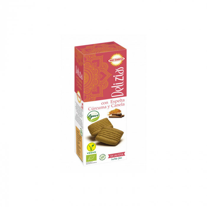 Biscuiti din spelta cu turmeric si scortisoara, indulciti cu agave BIO 135g