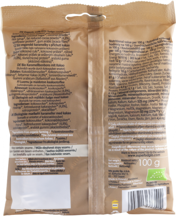 Caramele aroma cacao, bio, 100g, Super Fudgio [2]