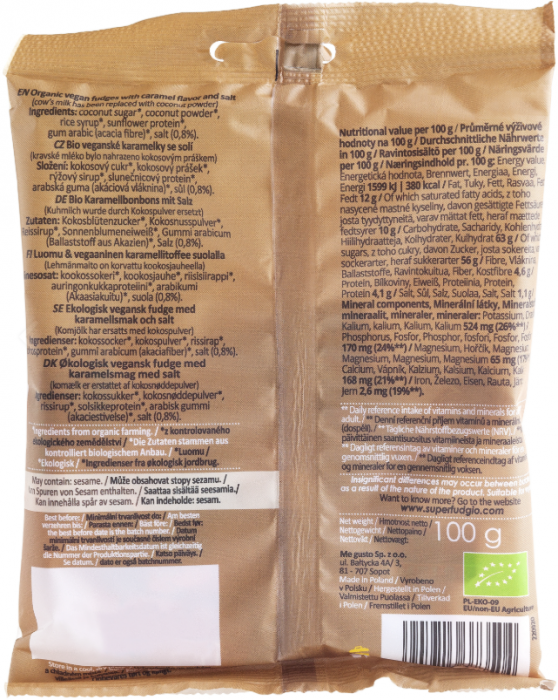 Caramele aromă caramel sărat, bio, 100g, Super Fudgio [2]