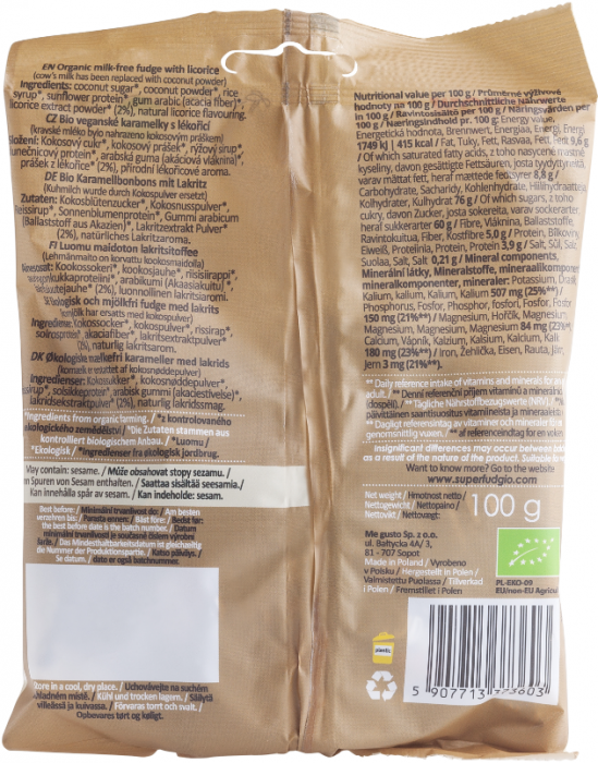 Caramele bio cu aromă de lemn dulce, 100g, Super Fudgio [2]