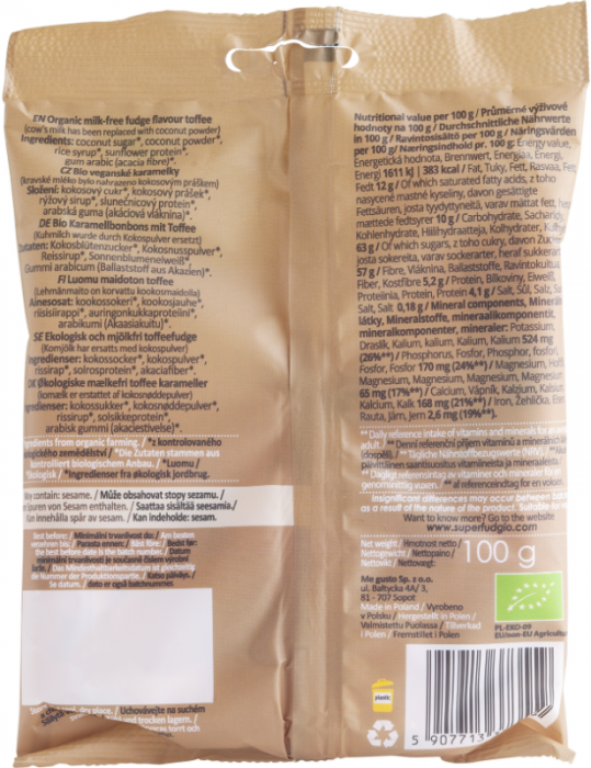 Caramele bio cu aromă de toffee, 100g, Super Fudgio [2]