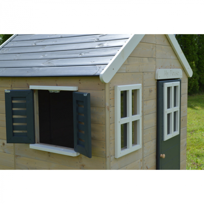 Căsuță de grădină Grey Lodge cu platformă, tobogan și leagăn (M24G) [3]