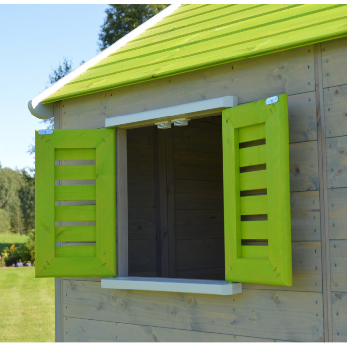 Casuta de gradina Lime Lodge cu platforma, tobogan si leagan dublu (M28L), Wendi Toys [4]