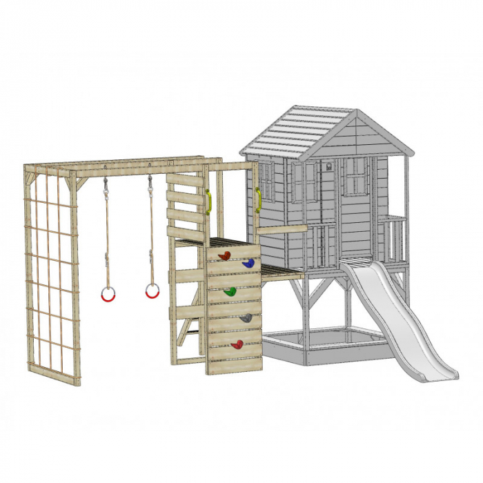 Căsuța de grădină Lime Lodge cu tobogan, leagăn, modul sport [2]