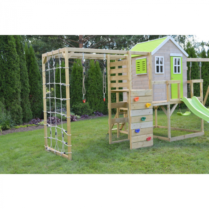 Căsuța de grădină Lime Lodge cu tobogan, leagăn, modul sport [3]