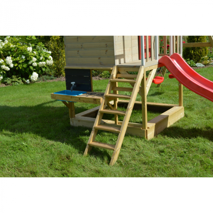 Căsuță Nordic Adventure House cu loc de nisip, tobogan, leagăn, modul sport, bucătărie [4]