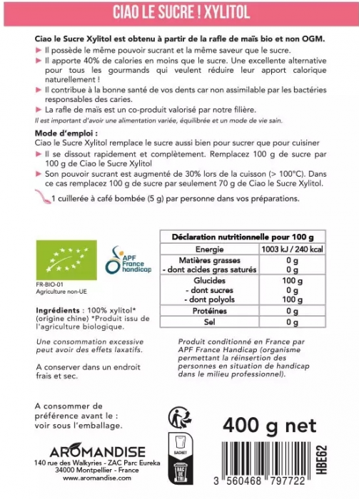 Ciao zahăr - xylitol BIO, 400g [2]