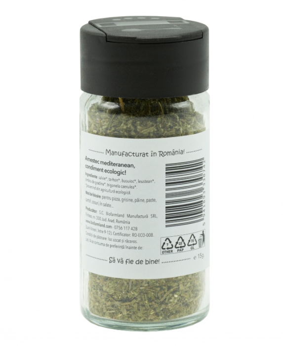 Condiment „Amestec Mediteranean” ECOLOGIC - 15g (Recipient Sticlă) [2]