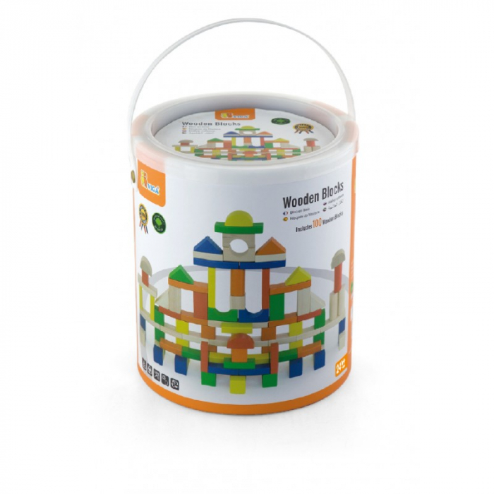 Cuburi de construit din lemn, colorate, 2.5 cm, 100 buc [5]