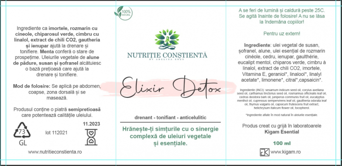 Elixir Detox - mix 100% natural din uleiuri cu efect drenant, tonifiant, anticelulitic [4]