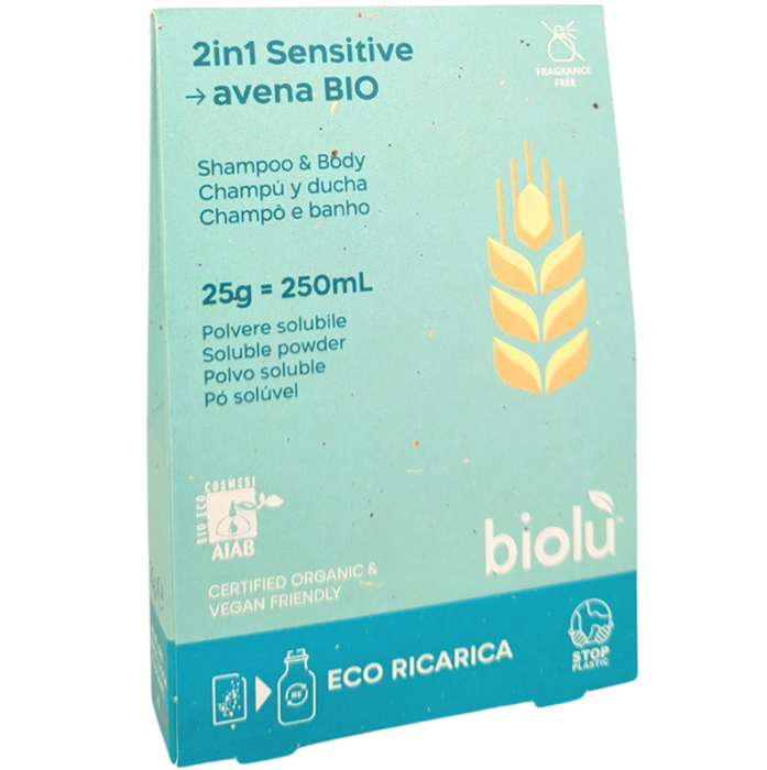 Gel de dus - sampon Sensitive BIO pudra 25g, eco-refill, Biolu                                       [1]