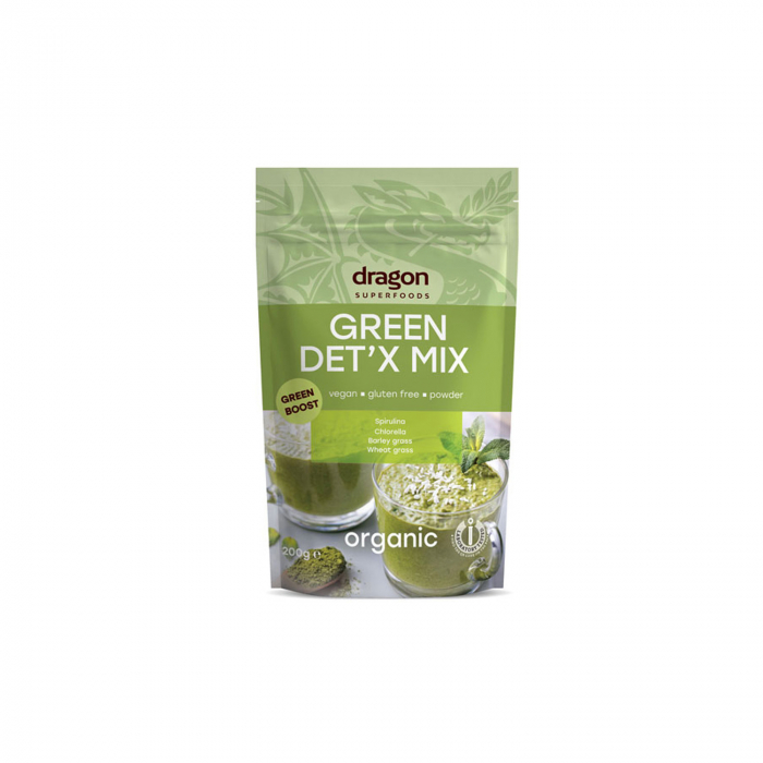 Green detox mix BIO cu spirulina, chlorella, orz verde si iarba de grau 200g [1]