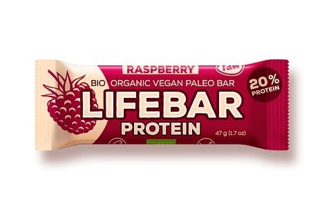 Lifebar baton proteic cu zmeura raw BIO FARA gluten 47g [1]