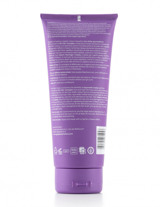 Mască de păr cremă purificatoare cu neem și acid hialuronic, 200ml – Hyalurvedic Gyada [2]