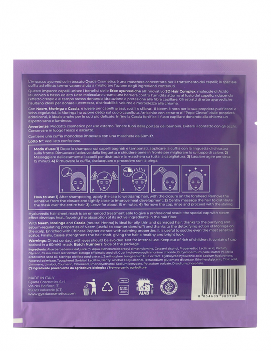 Mască de păr purificatoare tip cască cu efect termic (păr gras)– Hyalurvedic Gyada [2]