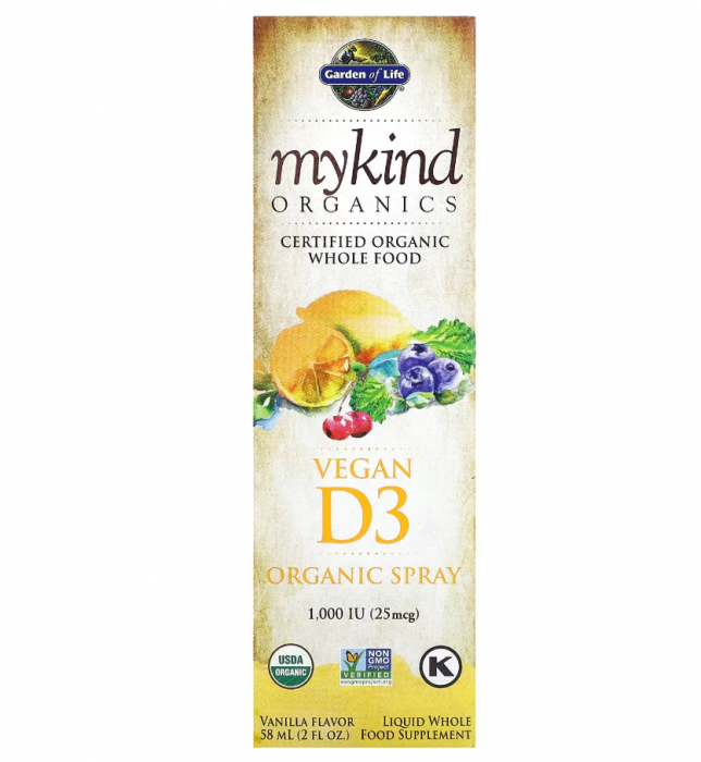 Mykind Vegan D3 Spray, 1000 IU - gust de vanilie [1]