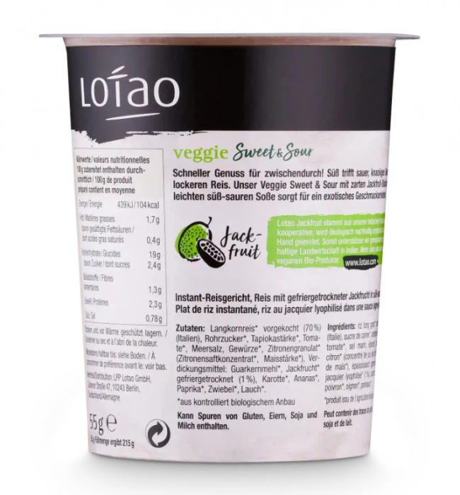 Orez cu jackfruit și sos dulce-acrisor instant, BIO, 55g [2]