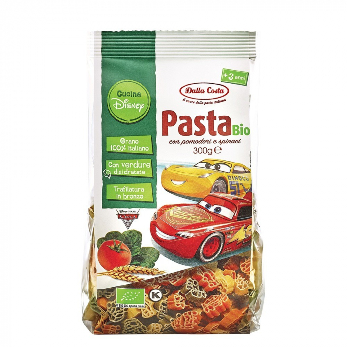 Paste bio Disney CARS - cu rosii si spanac 300g