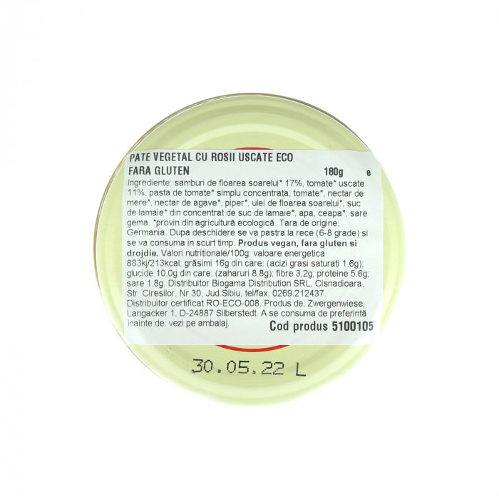 Pate BIO vegetal cu rosii uscate FARA GLUTEN Zwergenwiese 180g [2]