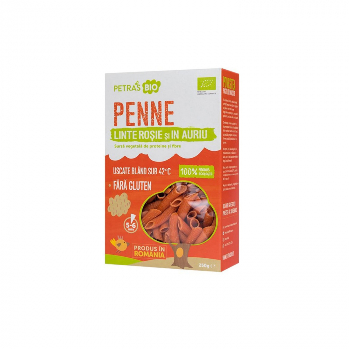 Penne ecologice linte rosie si in auriu FARA GLUTEN Petras Bio