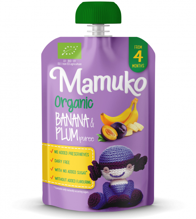 Piure de banane si prune bio 100g Mamuko                                                             [1]