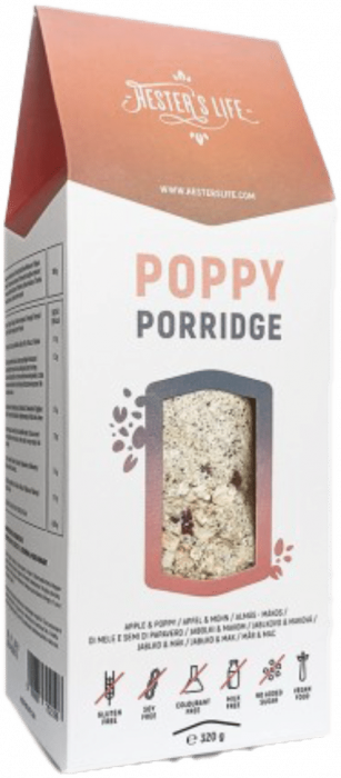 Poppy Porridge cu ovaz, mar si mac, fara zahar adaugat si fara gluten 320g