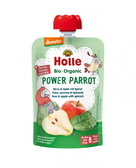 Power Parrot - Piure de pere cu mere si spanac 100g [1]
