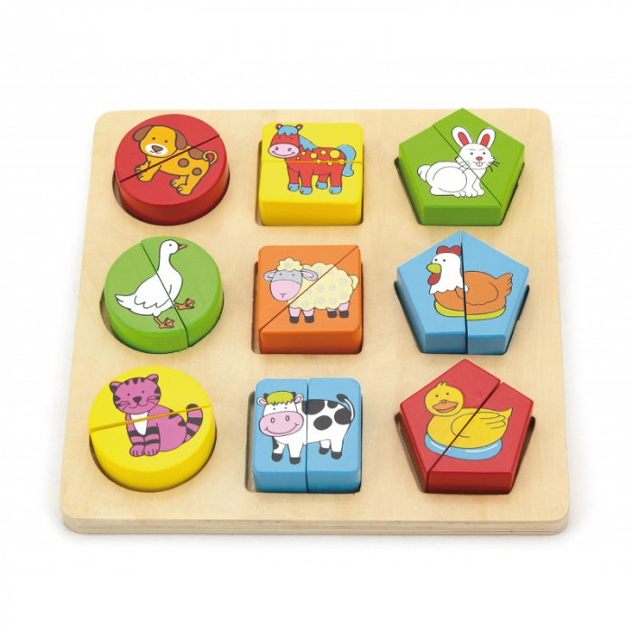 Puzzle din cuburi din lemn cu animale [3]
