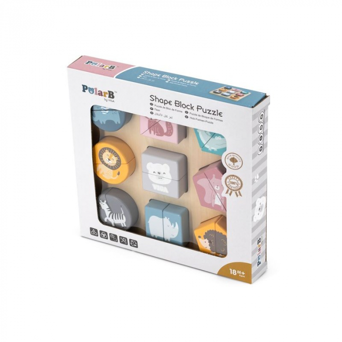 Puzzle din cuburi din lemn cu animale salbatice, PolarB Viga [2]