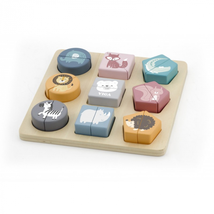 Puzzle din cuburi din lemn cu animale salbatice, PolarB Viga [3]