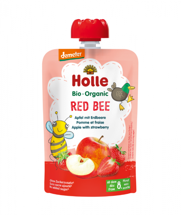Red Bee - Piure de fructe cu mere și căpșuni BIO, 100g [1]