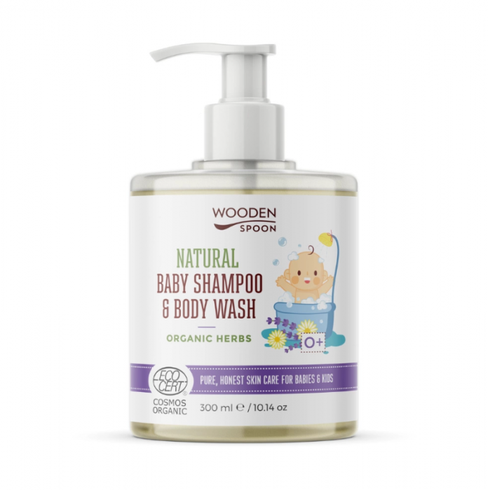 Sampon si gel dus pentru copii si bebelusi Organic Herbs, bio, 300ml, Wooden Spoon [1]