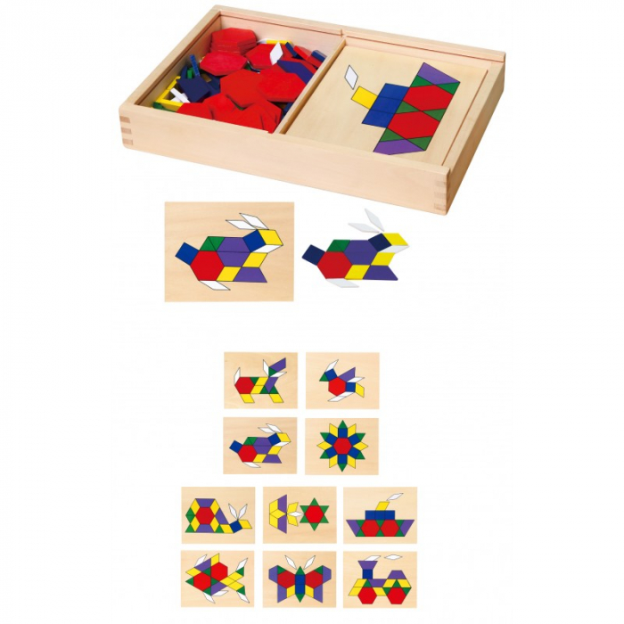 Set mozaic Tangram din lemn cu modele [4]