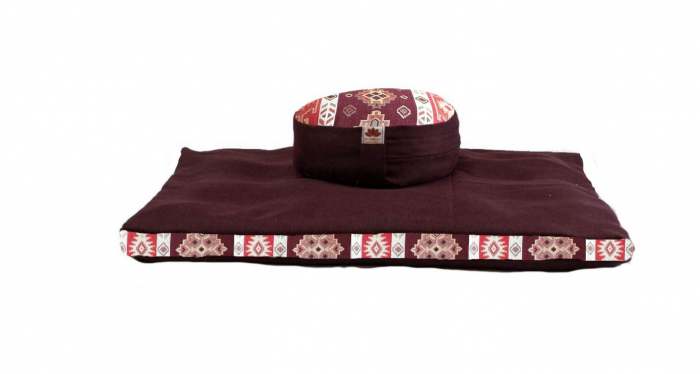 Set perne de meditatie Kolossal Bordo, Zabutan cu perna rotunda 36x14 cu husa detasabila + Meditatie cadou - Copie