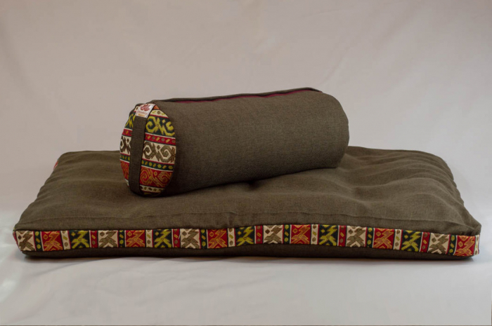 Set perne de meditatie Zabutan + Bolster India Verde, cu husa detasabila + Meditatie cadou