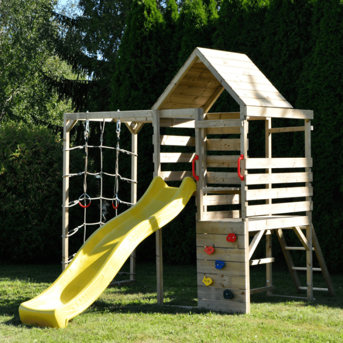 Turn de joaca cu 2 platforme, panou de catarare, tobogan si modul de gimnastica (M40) [1]