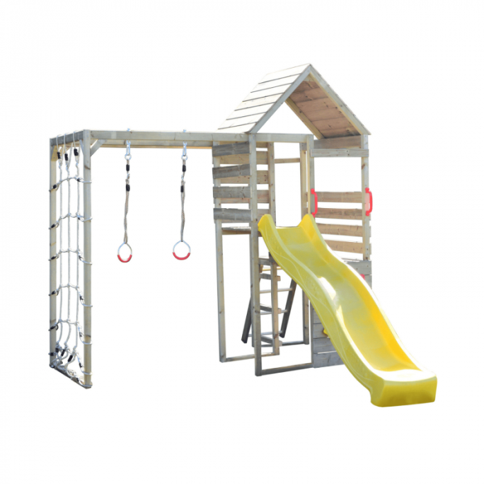 Turn de joaca cu 2 platforme, panou de catarare, tobogan si modul de gimnastica (M40) [3]