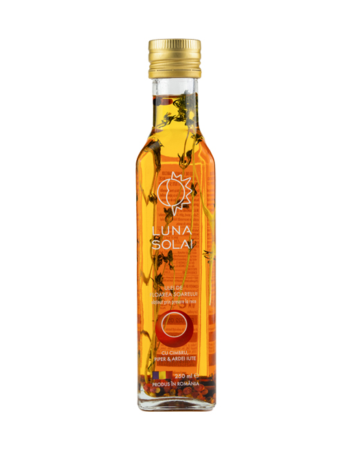 Ulei de floarea soarelui cu piper, ardei iute și cimbru obținut prin presare la rece 250ml [1]