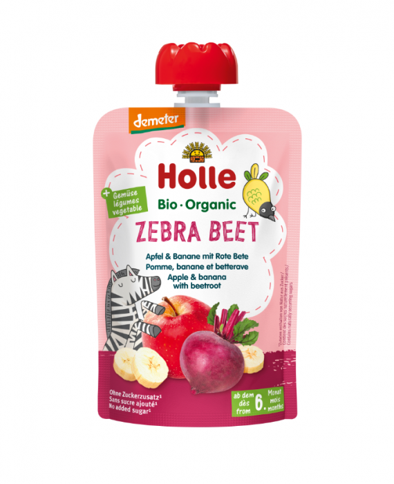 Zebra Beet - Piure de mere cu banane și sfeclă BIO, 100g [1]