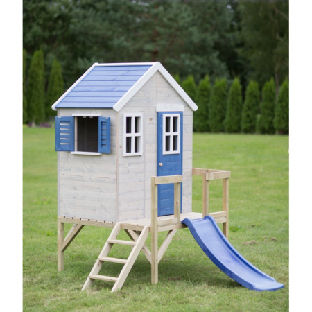 Casute de gradina - Casuta de gradina My Blue Cottage House cu platforma si tobogan (M26B), Wendi Toys