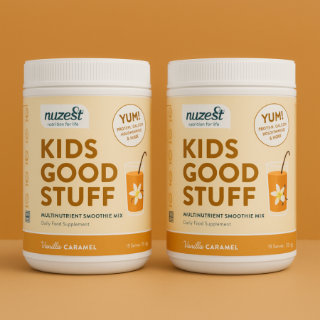 Suplimente naturale copii - 2 X Kids Good Stuff, Shake Proteic cu Multivitamine, Vanilie si Caramel, 225g