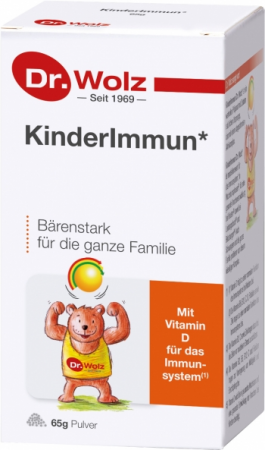 Suplimente naturale copii - Kinder Immun natural cu colostrum, inulina, bacterii lactice, zinc si vitamina B, C si D3 Dr. Wolz pulbere 65g