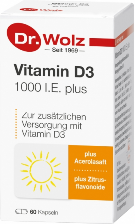 Remedii Naturale - Vitamin D3 1000 I.E. plus Dr. Wolz 60cps