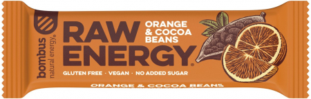 Baton Proteic Raw Energy Cu Portocale Si Boabe De Cacao, 50G Bombus [1]