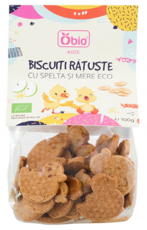 Alimente pentru copii - Biscuiți rățuște cu spelta și mere, Bio 100g