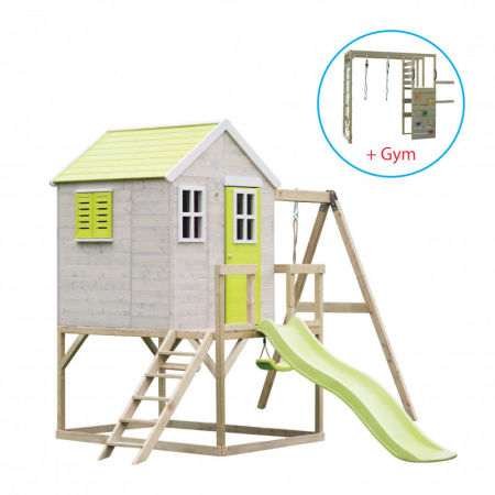 Copii & Mamici - Căsuța de grădină Lime Lodge cu tobogan, leagăn, modul sport
