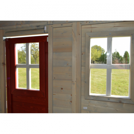 Casuta de gradina Nordic Adventure House cu platforma cu loc pentru nisip, tobogan si leagan dublu (M30R), Wendi Toys [6]