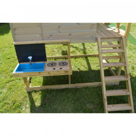 Căsuța Nordic Adventure House cu loc de nisip, tobogan, leagăn, bucătărie [3]