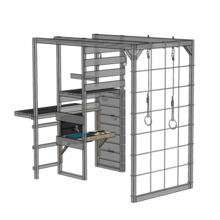 Căsuță Nordic Adventure House cu loc de nisip, tobogan, leagăn, modul sport, bucătărie [1]